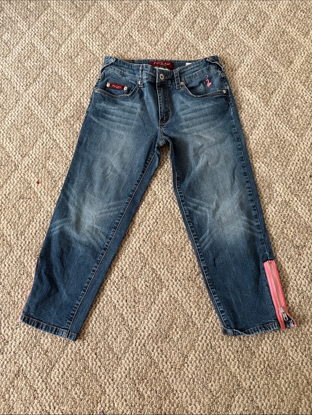 Baby Phat Dark Blue Jeans with Pink Zipper Detail